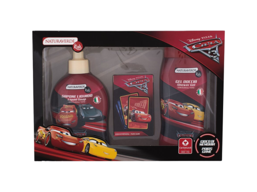 NATURAVERDE Kids kazeta Cars 3 - sprchový gel 250 ml + tekuté mýdlo na ruce 250 ml + karty Cars